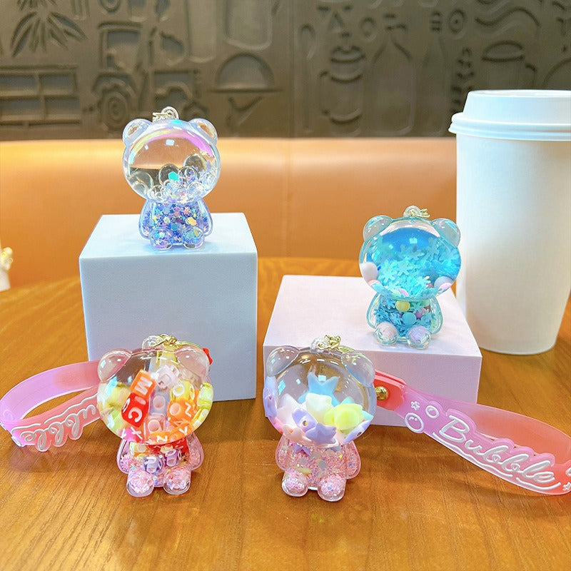 Wholesale Creative Sugar Bean Bear Oil Liquid Keychain